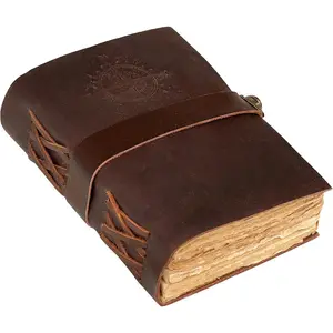 Compass  Leather Journal - Antique  With Lock Leather Bound journal with deckle edge paper for Men And Women Diary - Leather Sketchbook - Drawing Journal Notebook -
