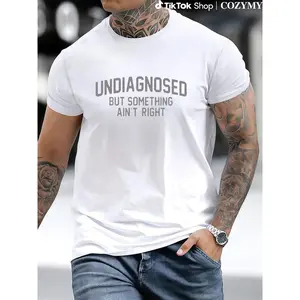 Funny Undiagnosed But Something Ain't Right Print Short Sleeve T-Shirt Unisex Summer Gift Vintage Streetwear Graphic Apparel Athletic Tee Shirt Good Graphic Tee Gift White Tee Grunt Style Shirts Lever Action Rifle T-Shirt