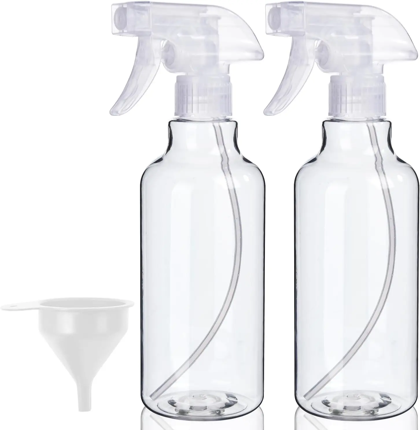 Heavy Duty Plastic Spray Bottles, 2-Pack 16.9 Oz - 3 Modes Mist & Stream, 2-Finger Trigger, Leakproof Empty Versatile Bottles for Cleaning Solutions, Hair (Household Use)