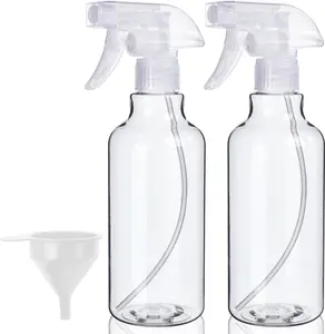 Plastic Spray Bottles, 2-Pack, 16.9 Oz, Mist & Stream, Heavy Duty Spraying, Empty Water Spray Bottle for Cleaning Solutions, Essential Oils, Hair, Plants, BBQ, Cat Dog Behavior Correction (Clear)