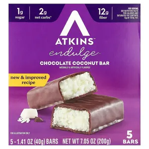 Atkins Endulge™, Chocolate Coconut Bar, 5 Bars, 1.41 oz (40 g) Each