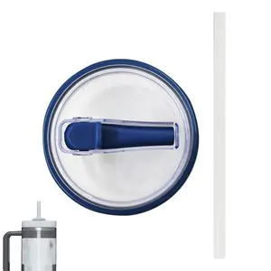 40 Oz Tumbler Straw Lid Replacement Set - Odorless & Reusable - Leak-proof Design - Dark Blue - Cup, Flasks, Drinkware