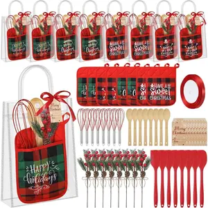 58 Pcs Christmas Kitchen Gift Set Merry Christmas Pot Holders Xmas Supplies with Spatula Whisk Card Cooking Baking Gift for Xmas Party Decor Friends Family Baking Lover Presents (Plaid)