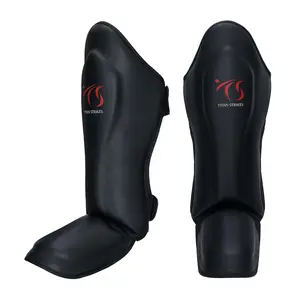 TITAN STRIKES Muay Thai Shin Guards MMA Kickboxing Shin Instep Pad Protective Foot Leg Pads for Martial Art Kicking Sparring Training Gear BJJ Karate Boxing Taekwondo Lightweight Adjustable Velcro Straps for Custom Fit