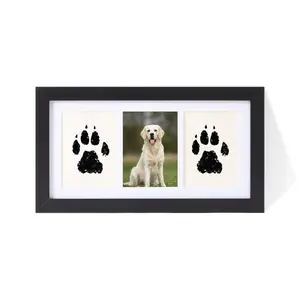 Pet Paw Print Set with Frame, Clean Touch Inkless Dog Cat Footprint Kit, Photo Album Cards, Rectangle Shape, No Stains, Ideal Gift, Custom