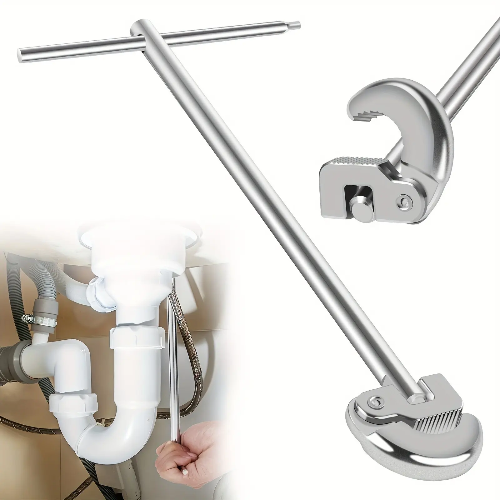 8 in 1 Faucet Wrench Sink Installer Tool Socket Spanner for Tight Spaces Plumbing Repair Multifunctional Wrench Under Sink Wrench Faucet Tool