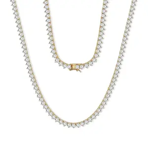 Gemsme 4MM Tennis Necklace  Round Cut 3 Prong Cubic Zirconia Classic Fashion Simple Classic (16-22inch) ANS70332-G