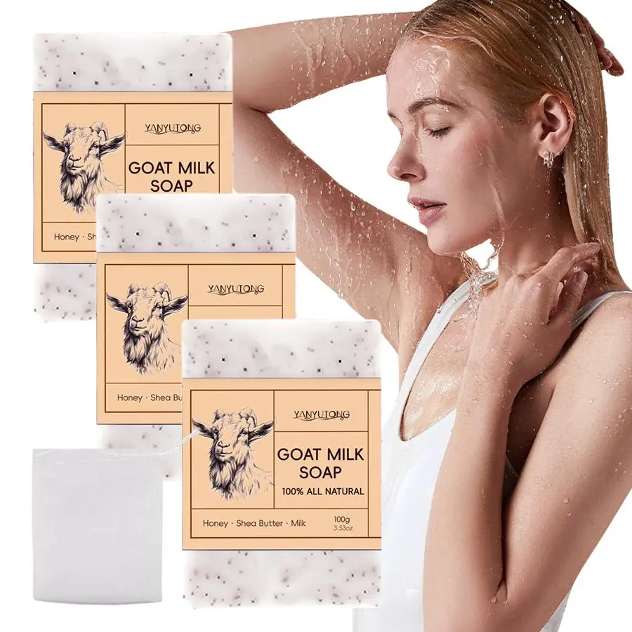 3 Pack Goat Milk Soap 100g, Deep Cleansing Pores, Foaming Cleanser, Gentle Non-Irritating, Moisturizing Hydrating Face and Body Skin, Suitable for All Skins, Body Care Cleanser, Body Hygiene Products