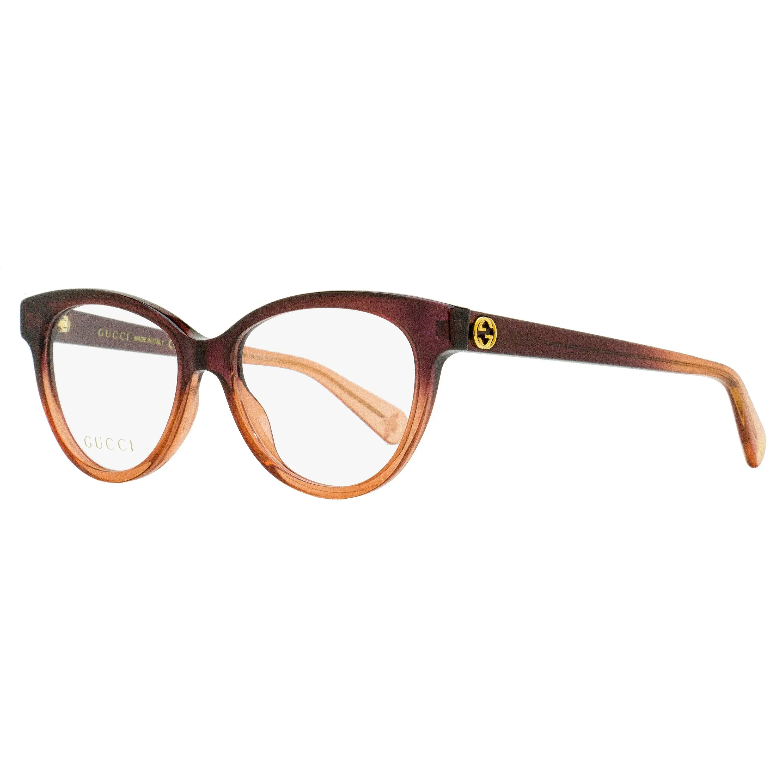 Gucci GG0373O Women's Oval Eyeglasses, Brown-Rose Ombre Vintage-Inspired Frames with GG Logo and Modern Elegance, 52mm, Trendy Vintage Eyeglasses