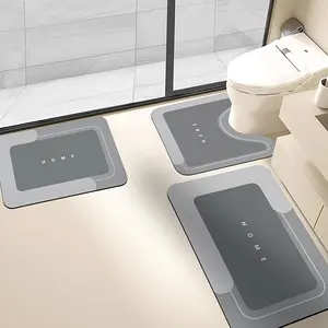 3PCS Absorbent Bath Mat Magic Rug Sets, Quick Drying Bath Mat Non-Slip Floor Rug Rubber Backed for Bathroom Kitchen Shower Sink (16.9''x23.6''+19.7''x23.6''+19.7''x31.9'', Dark Gray)
