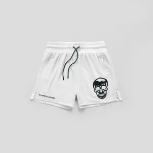 Loose and Light White/Balboa Mesh Training Shorts by GYMREAPERS, Perfect for Summer Season