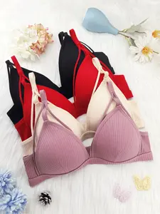 4 pieces, women's lingerie, Fashion bra, comfortable non-wired Medium Style bra, comfortable and breathable bra, back-clasp bra adjustable strap, casual bra, Bralette, Everyday, Lightweight, ideal for all seasons