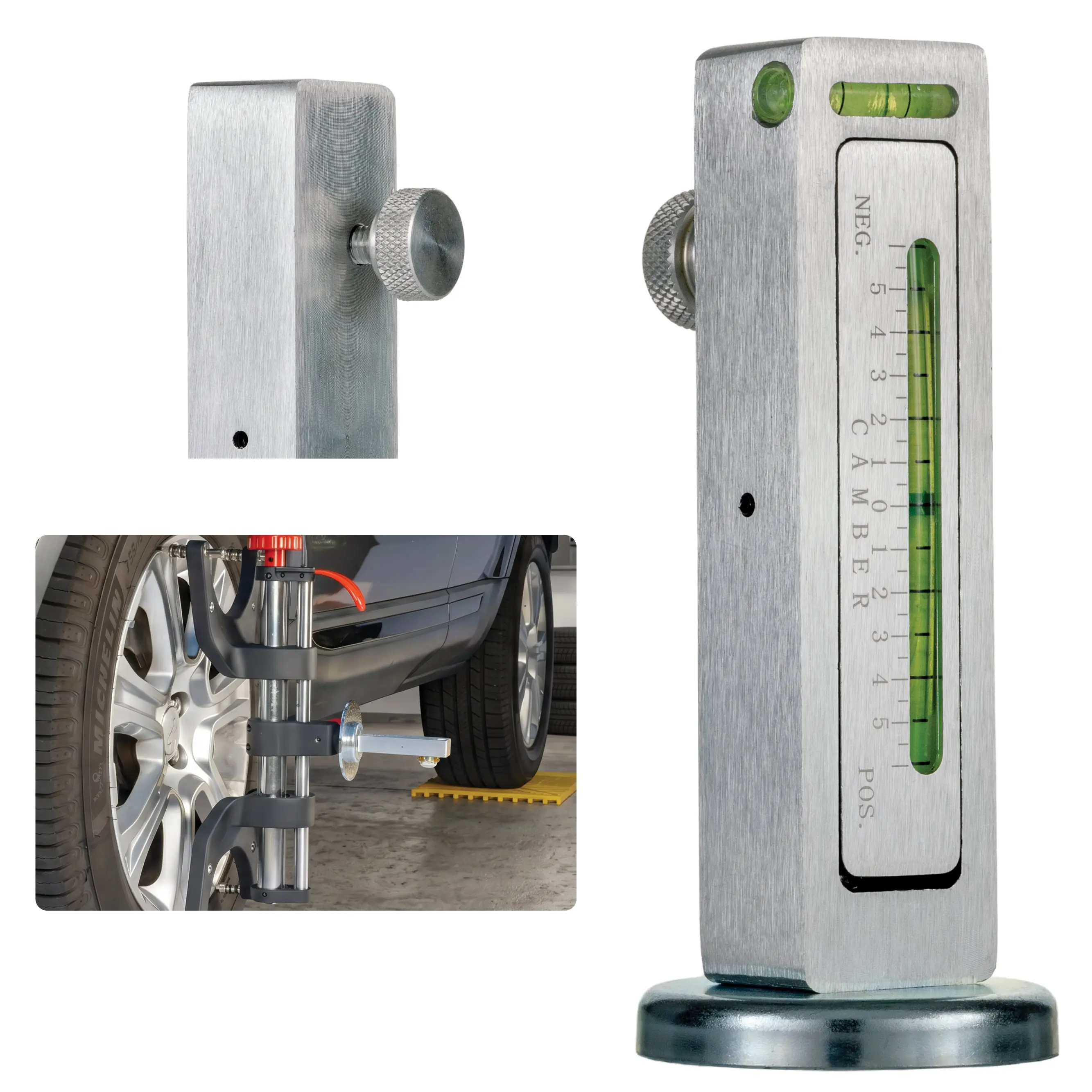 AutoSolo Magnetic Camber Alignment Gauge with 1/2° Increments & Brushed Aluminum Finish for Precise Wheel Alignment Adjustments