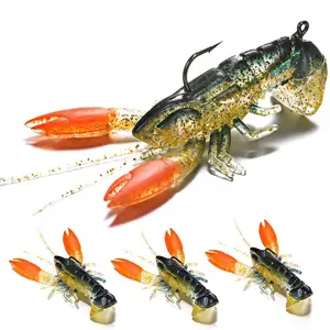 5pcs Soft Fishing Lure Crawfish Artificial Bait Shrimp Lobster Claw Fake Lure For Bass Catfish Salmon Swimbait 8cm/14g