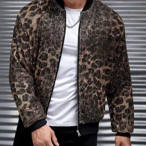 Manfinity Homme Men Leopard Print Zip Up Bomber Jacket I discovered amazing products
