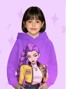 Girls' Hooded Sweatshirt, Graphic Casual Hoodie, Casual Fashion, Trendy & Versatile, Wear-Resistant Fabric, Fall Winter