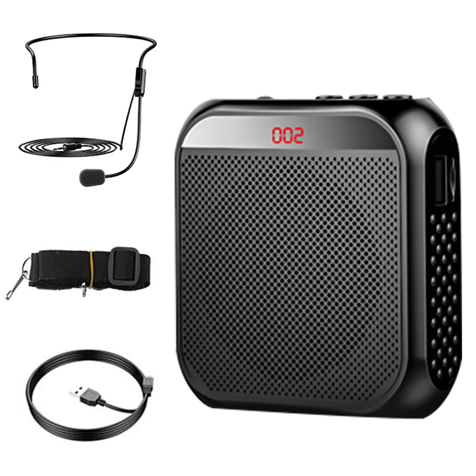 Black Specialty Kitchen Utensil Audio Set - Rechargeable Compact Portable Amplifier with Microphone, 2200mAh Batteries, 20h Playtime, 3-5h Charging, Memory Function, for Teachers (Ideal for 200-300 People), Rechargeable Portable Audio