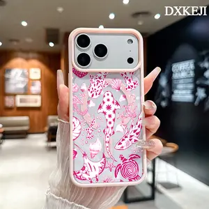 Pink Ocean Dream Whale Shark Pattern Magnetic MagSafe Phone Case for iPhone 17 Air/16 Pro Max 15 Pro 14 13 12 11 Plus Shockproof Slim Protective Cover Casing
