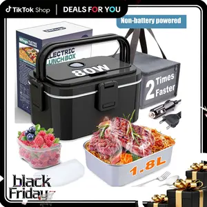 Nifogo Electric Lunch Box 100W 1.8L Food Heater Portable with Tableware & Lunch Bag for Car Home Office Travel Non Battery Powered