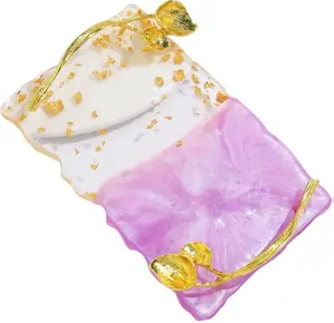 Resin Nail Art Mixing Palette with Gold Handles, Non-Slip Base (Purple)