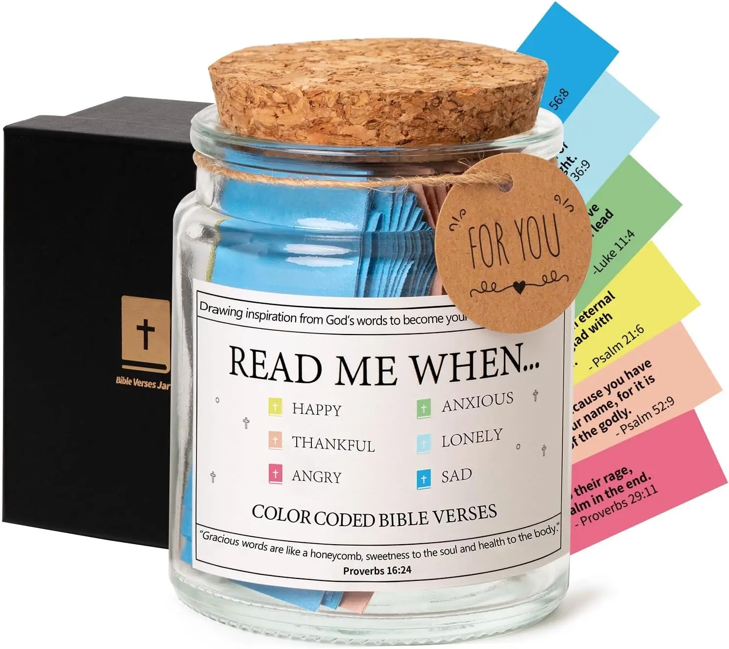 Bible Verse Jar-"Read Me When" Inspirational Verses, Christian Gifts for Women&Men, Prayer Jar, Hope Jar, Birthday&Graduation Gifts, Bible Accessories Bottles