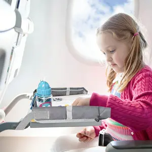 Kids Car Seat Travel Activity Table, Multi-Functional Storage Tray for Airplane, Vehicle & Home Use, Child-Friendly Design, Car Seat Attachment