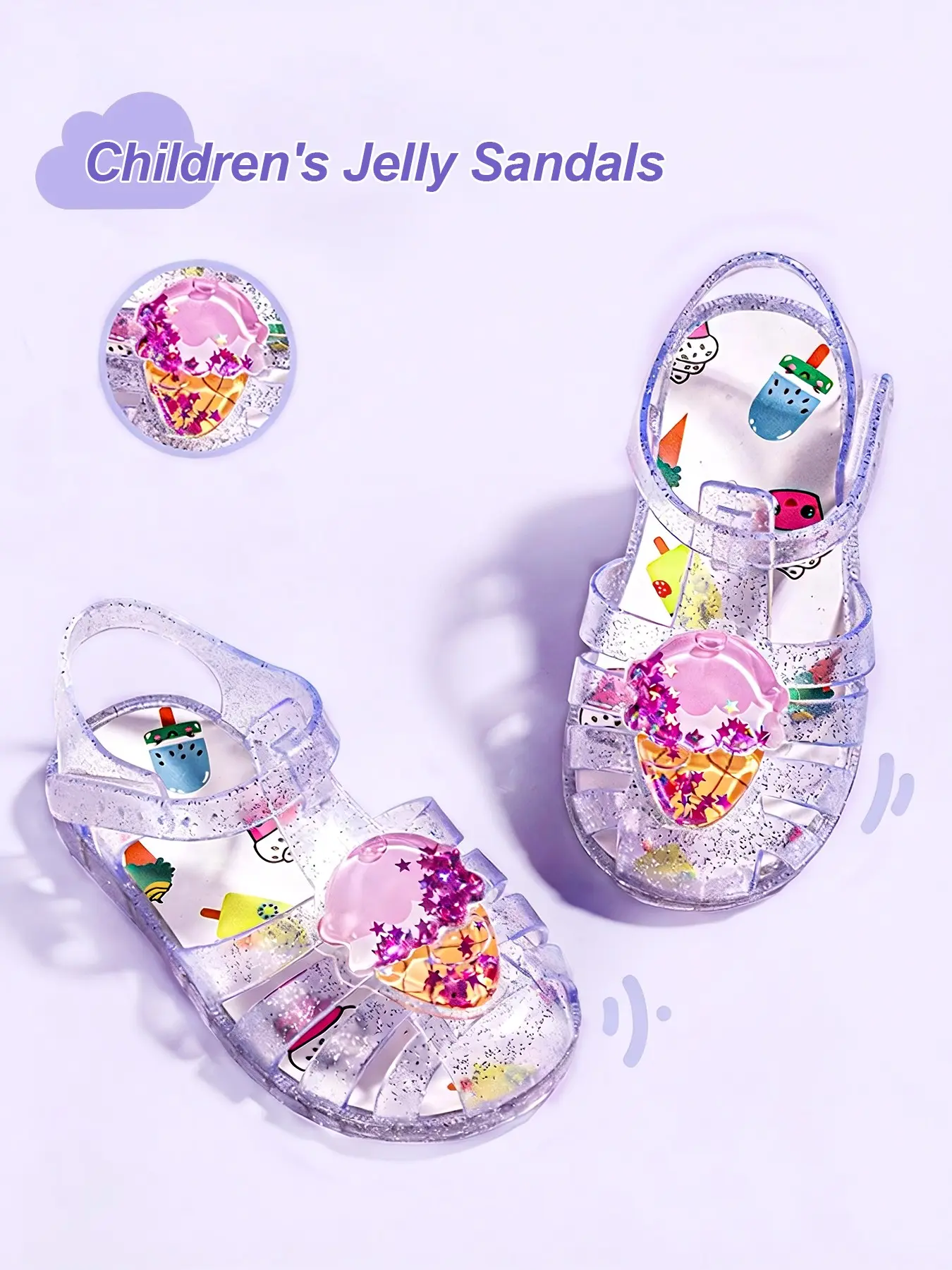 Kids Transparent Crystal Jelly Shoes, Anti-Slip Head Cover Summer Beach Flat Sandals, Non Slip Sandals, Comfortable and Stylish Footwear for Kids
