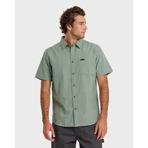 Dobby Stripe Classic Short Sleeve Shirt - Lily Pad