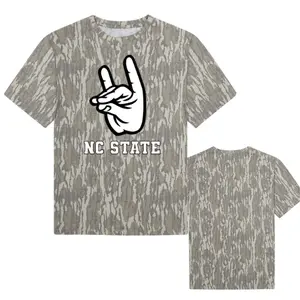 NC State Wolfpack Pack Hand Sign Red T-Shirt, Mossy Oak T-shirt 3D, Hunting Shirt, Style 3D Camo T Shirt, Gift for Him, for Dad