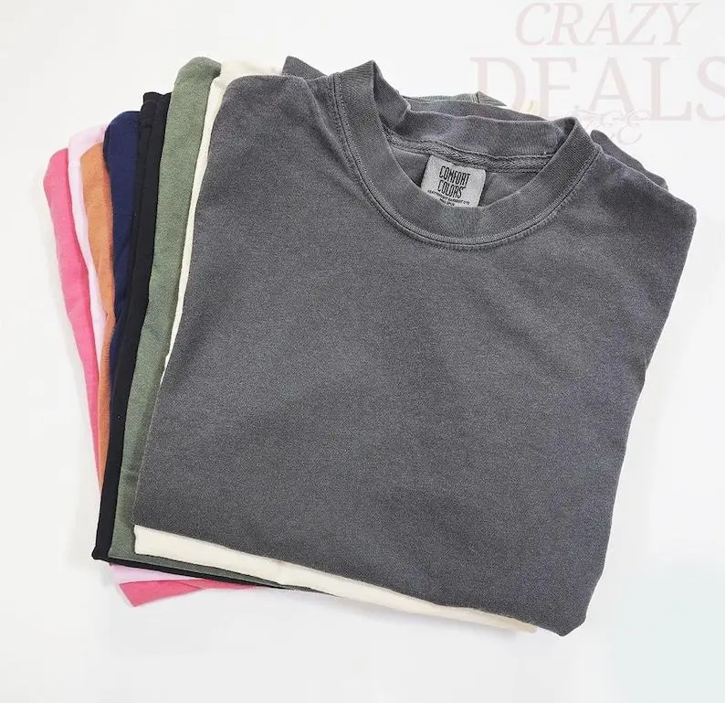 Comfort Colors Blank T-Shirt, Garment Dyed Unisex Heavyweight Tee, Vintage Washed Cotton Shirt, Soft Basic Top for Layering, Casual Everyday Wear