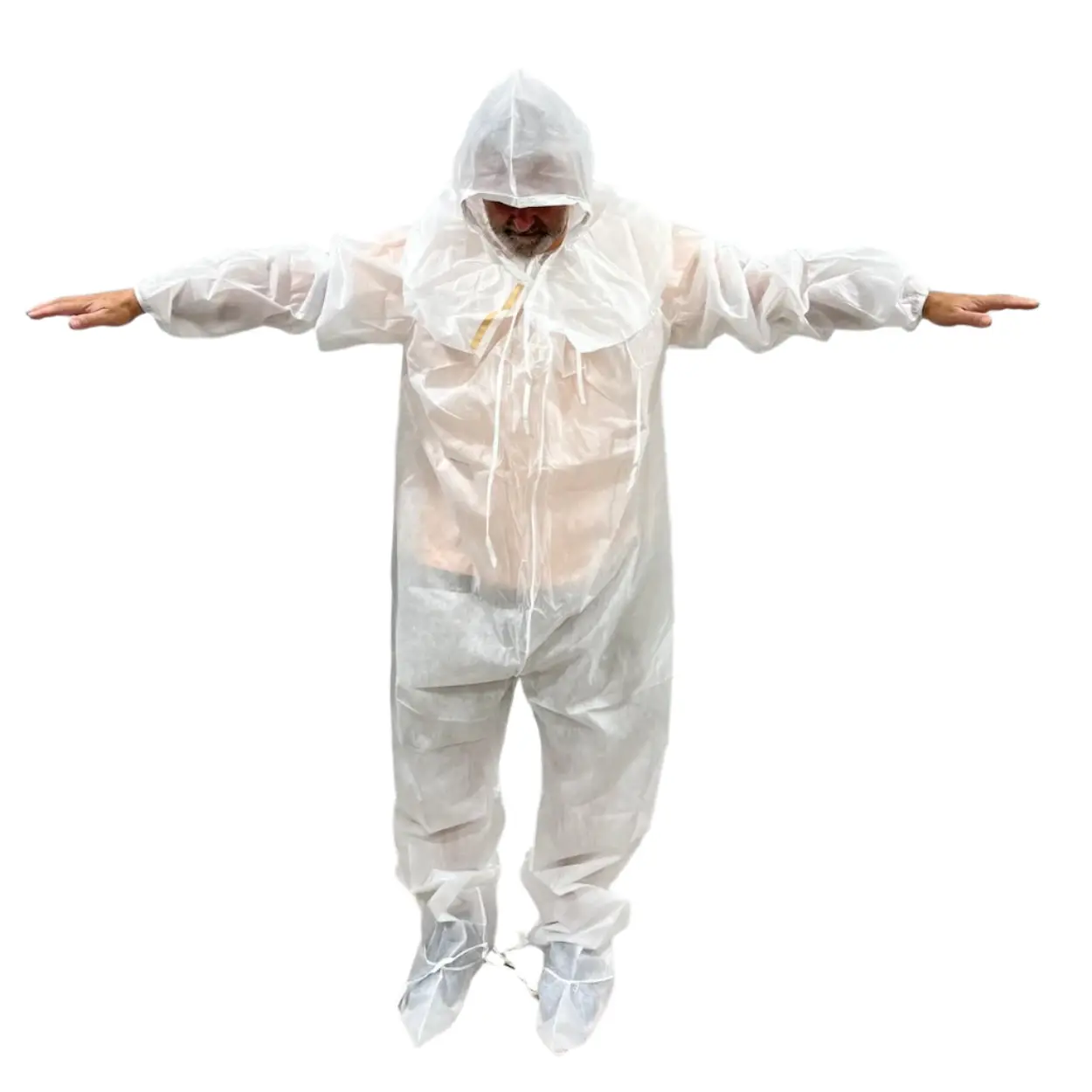 Coveralls Disposable With Booties & Hood Made in USA L-XL Rugged Quality