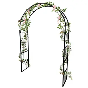 Garvee 87" x 60" Heavy Duty Metal Garden Arbor Arch Trellis, Weather-Resistant Black Decorative Outdoor Archway for Weddings, Climbing Plants, Patio, Lawn, Backyard & Pathways