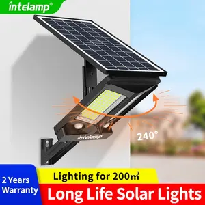 Intelamp Outdoor Solar Street Light, Waterproof, 3000 Lumens, 12500mah, Dual Motion Sensor, Auto Light Control, Remote Controlled LED Lamp