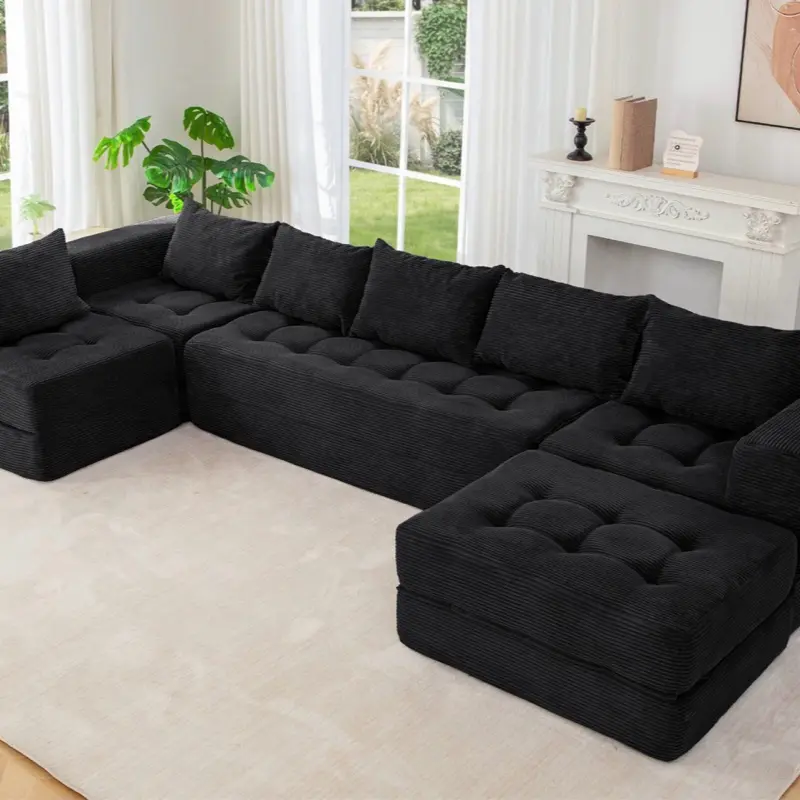 MAXYOYO Modular Sectional Sofa Couch, Convertible Floor Sofa Lounger with Pillows