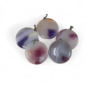 Gray Agate Dyed, round Coin shape Pendant, (1pc) 48-49mm