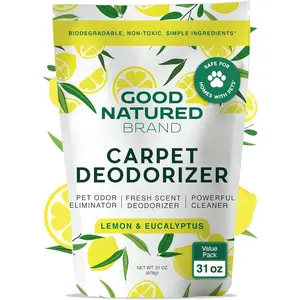 Good Natured Brand | Carpet Deodorizer & Freshener Powder | 31 oz Pet Odor Eliminator for Strong Odor & Pet Urine | Fresh Natural Lemon & Eucalyptus Scent | Safe for Homes with Pets