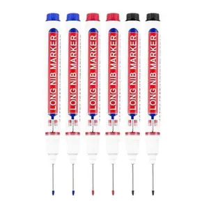 6Pcs Marking Pen(3 Colors), Colorful Marker Pen, Deep Hole Marker, Drill HoleMarker, 20mm Tip Deep Hole Marker, Marking Penfor Wood,Wal,Plastic,Cardboard ConstructionSite Pen