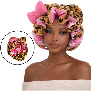 Leopard Pattern Satin Hair Bonnet, Elastic Brimless Night Cap for Curly Hair, Stylish Headwear for All Hair Types, Ideal Valentine Gift