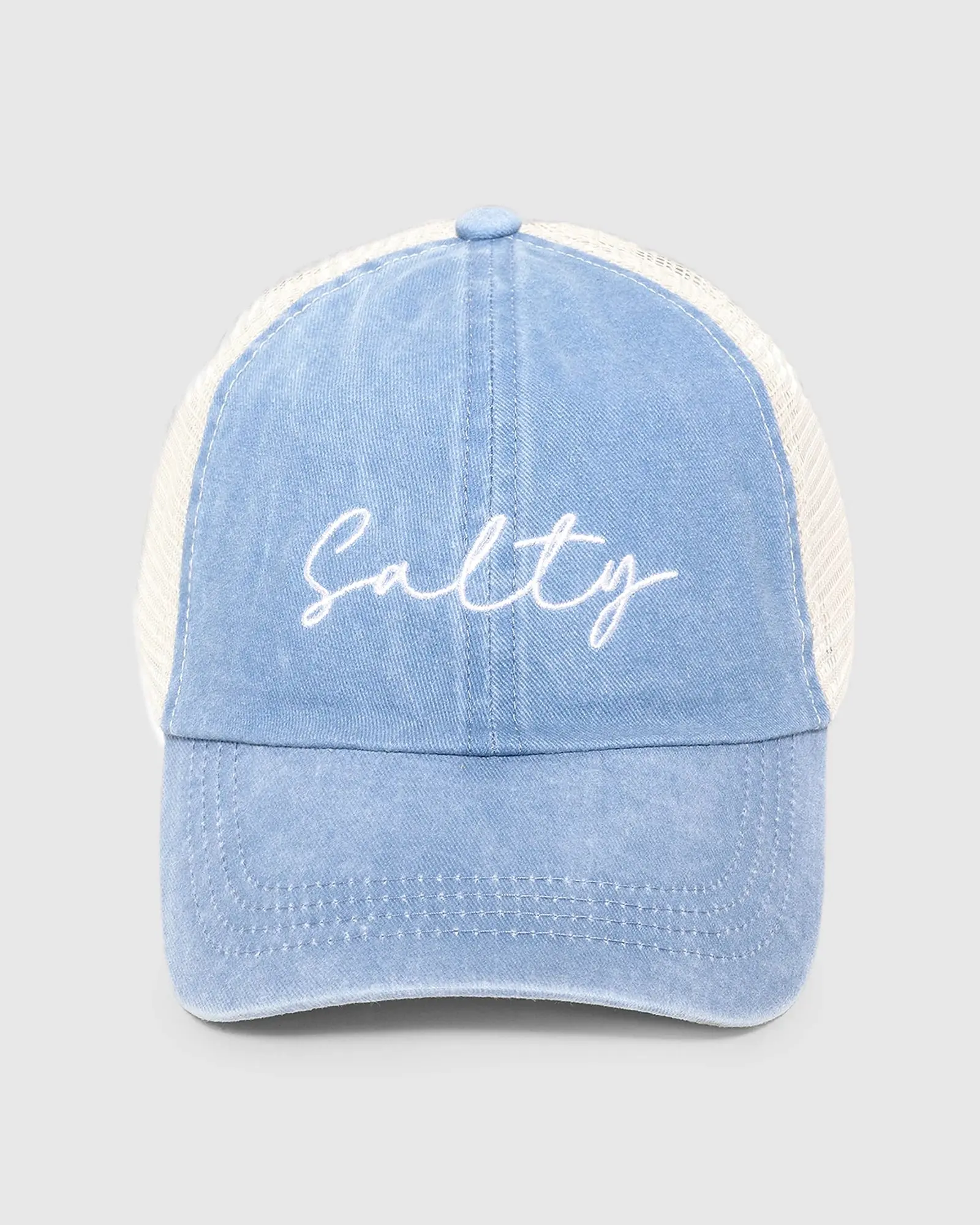 "Salty" 2-Tone Snapback Hat - Breathable Mesh Cap, Casual Trendy Color Variant Mesh Back Baseball Cap for Spontaneous Outings, Breathable Hat