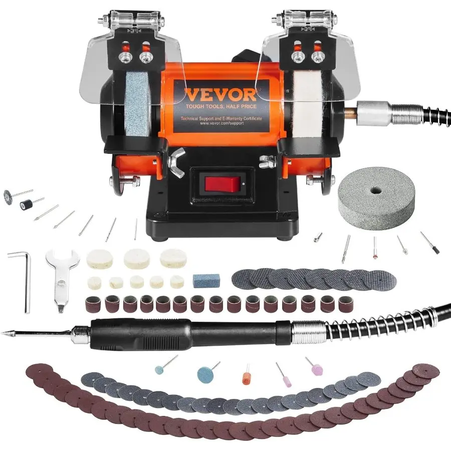 VEVOR Bench Buffer Polisher, Bench Buffer Grinder Polishing Buffing ...