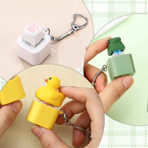 Frog Croaking Keychain, Lizard, Cat, Duck Realistic Sound Fidget – Rechargeable LED Light, Mechanical Keyboard Fidget Cute Axolotl Animal with Hand Wrist Strap Rope Durable ABS Build for Student &Adults Stress Relief