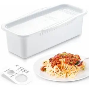 Microwave Pasta Spaghetti Cooker Pot with Strainer Lid,Pasta Cooker in Microwave with Water Level and Spaghetti Portion Measuring Device,Dormitory Office Apartment Kitchen Essentials