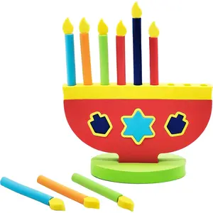 Kids' Hanukkah Foam Toy Menorah with Dreidel Design, Festive Decoration with Removable Candles, Single Pack