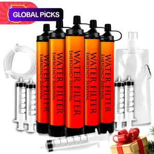 Emergency Survival Water Straws, 1 Set Portable Water Filter, Water Filter System, Survival Water Purifier, Lightweight Reusable Water Filter for Camping, Hiking, Travel, Biking, Outdoor Adventures #GLOBAL PICKS