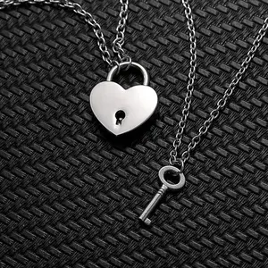 Heart Lock & Key Couple Necklace Set – Stainless Steel Matching Necklaces, Valentine’s Gift