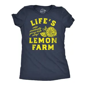 Womens Funny T Shirts Lifes Lemon Farm Sarcastic Graphic Novelty Tee for Ladies Funny Womens T Shirts Cute Vintage Fashion Casual Ladies T-Shirt Gift Food Tops for Women Funny Sarcastic Top Women's Novelty Tees Navy -