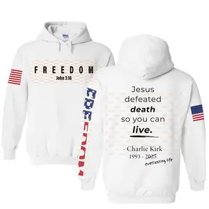 Jesus Defeated Death So You Can Live Pullover Shirt, Charlie Kirk Freedom Hoodie, American Patriotic-Inspired Sweatshirt Pullover, Cozy Cotton Blend Casual  Womenswear