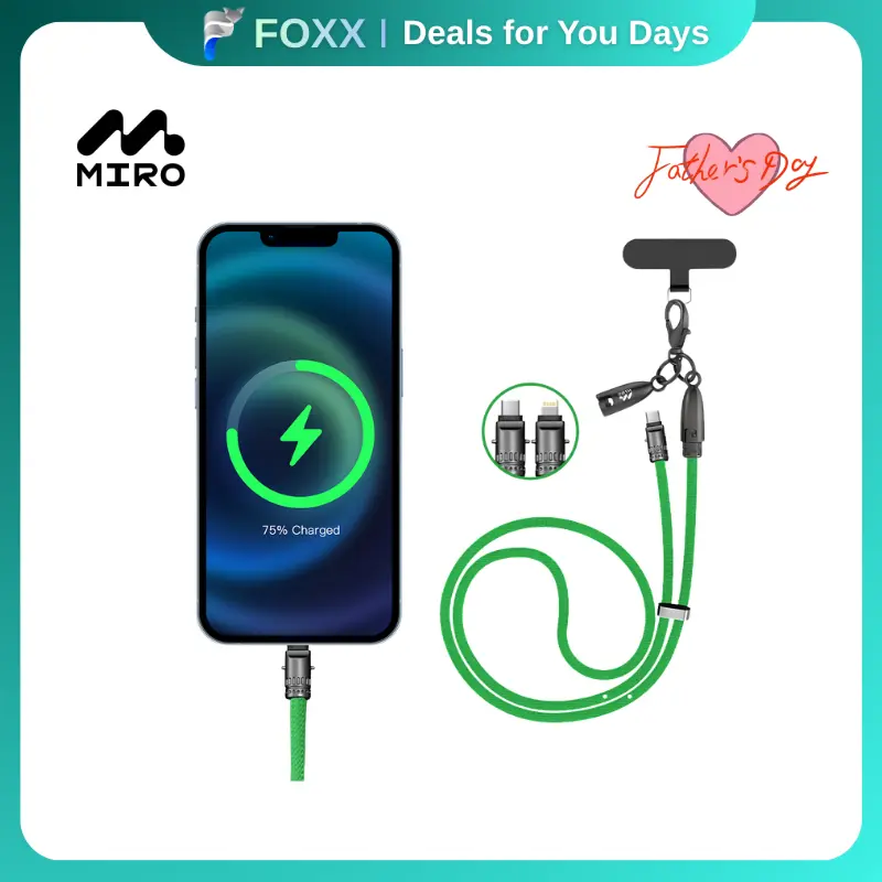 SnapCharge 2-in-1 Charger Lanyard: 1/3-Pack! 60W PD, Anti-Drop Clip – Hands-Free for Commute/Creators/Outdoor/Travel!