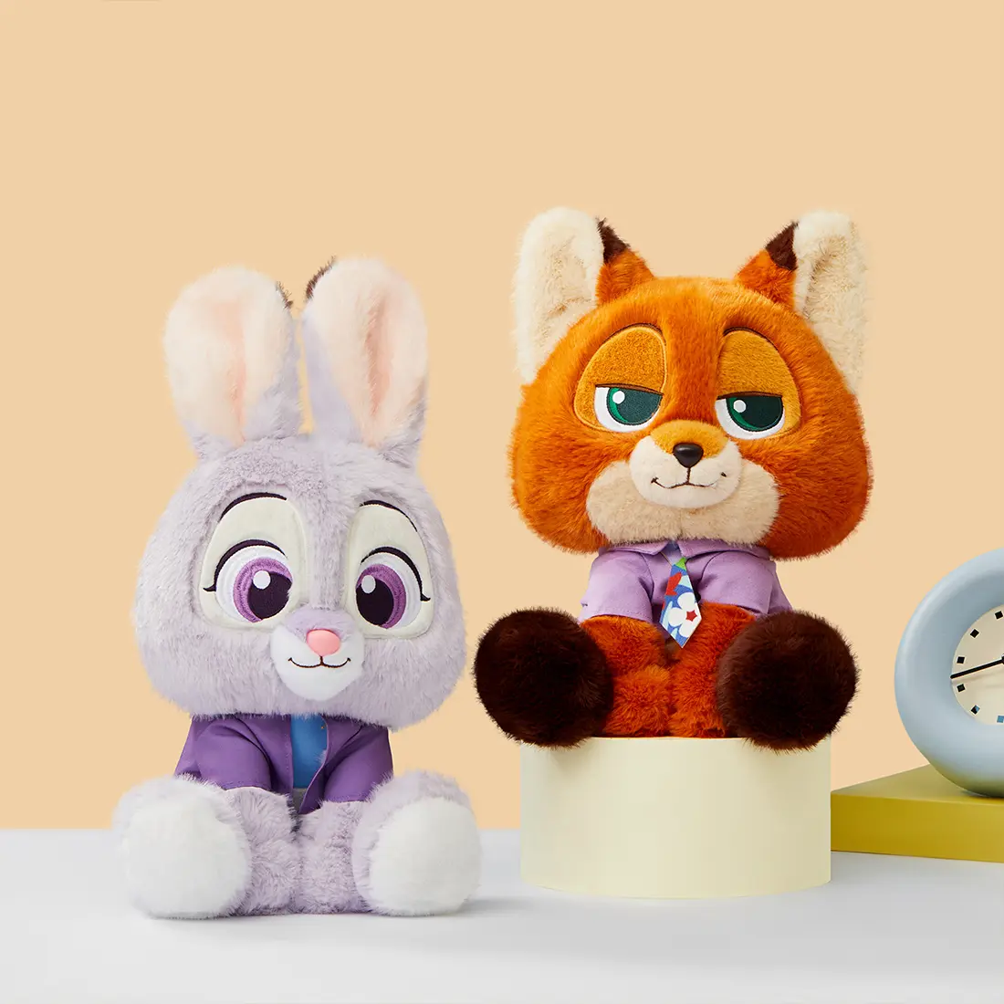 Disney Zootopia Nick Wilde & Judy Hopps Cute Cartoon Authentic Look Stuffed Toys - 34cm Sitting Pose Durable Soft Plush Dolls, Soft Cuddly Gifts for 3+ Years, Stuffed Animal Gifts for Outdoor Decor，Back To School
