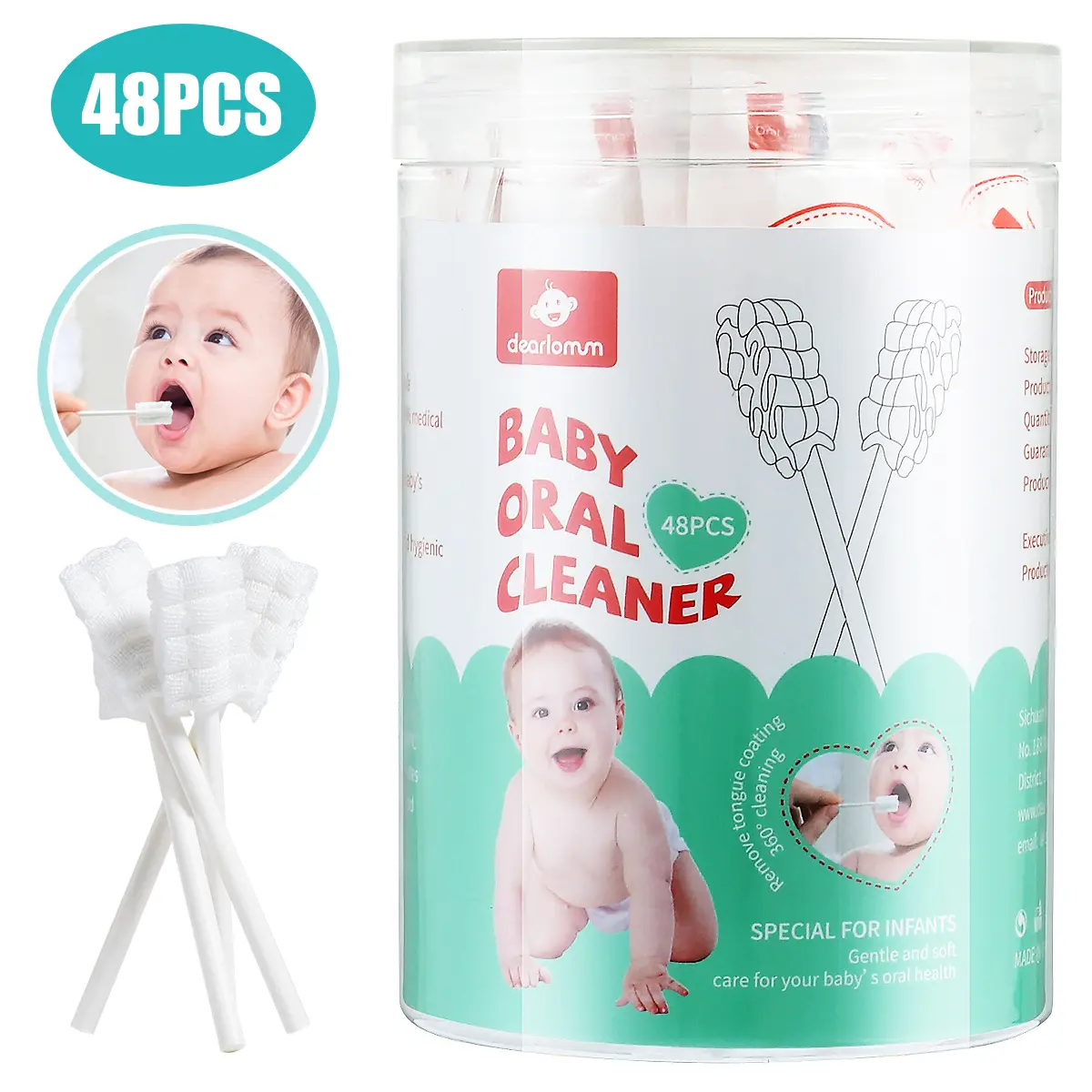 dearlomum Tongue Cleaner Newborn Toothbrush 48PCS Disposable Infant Toothbrush Clean Mouth Gauze Gum Cleaner Oral Cleaning Stick Dental Care Toothpaste Alternative for Baby Oral Health #Summervibes summerwins